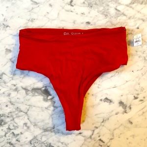 High rise cheeky bikini bottom in red
